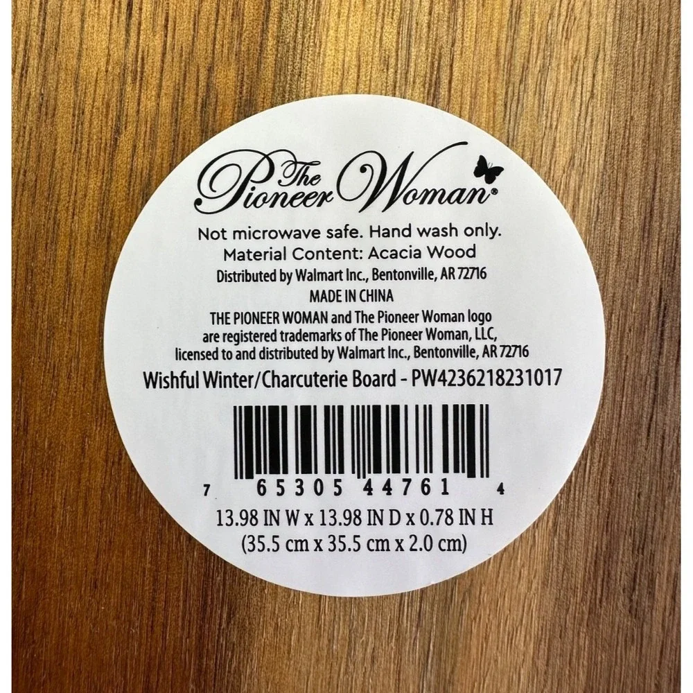 Pioneer Woman Wishful Winter Charcuterie Board Acacia Wood Floral Christmas Tree